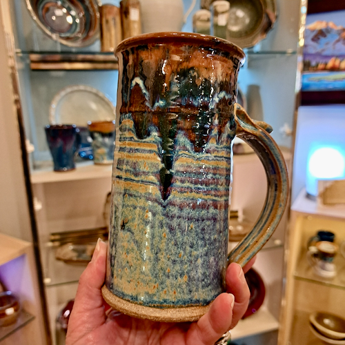 Click to view detail for #250739 Beer Stein Blue/Brown/Red $22